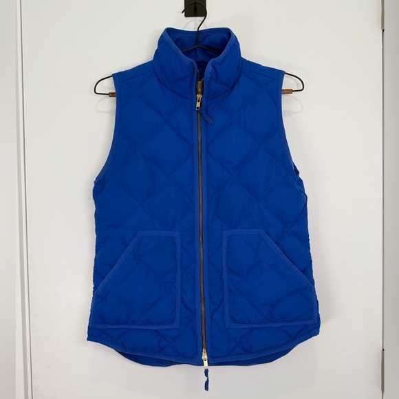 J. Crew Jackets & Blazers - J. Crew Vibrant Blue Down Filled Quilted Zip Up Vest Snow Winter Cold Ski
